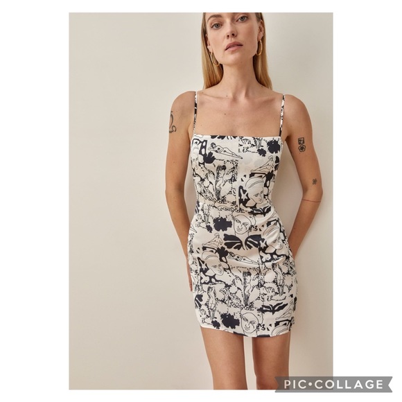 Reformation Dresses & Skirts - Reformation 2 Kosta Silk Mini Dress Marleigh Culver Monochromatic RARE